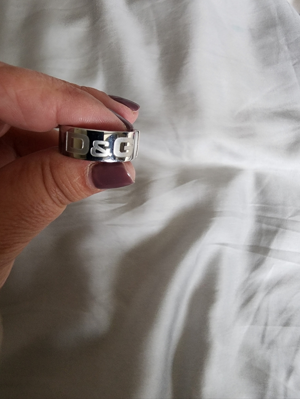 D&G Silver Logo Band Ring